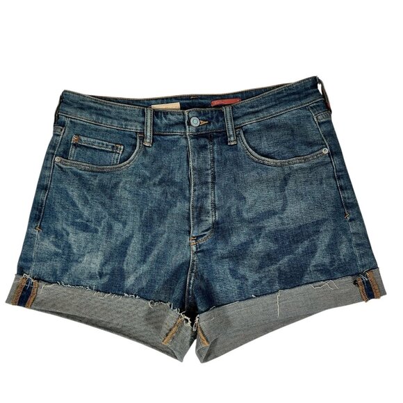 Pilcro Pants - Pilcro Womens Blue Cuffed Hem Button Fly Everyday Denim Jean Shorts Size 30